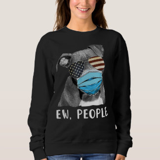 Pitbull Hund Wearing A Ansikte Mask USA flagga T Shirt