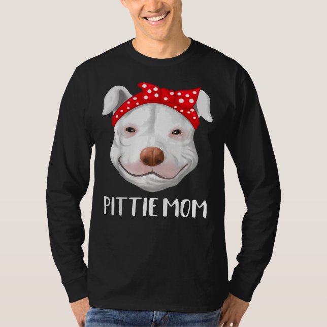 Pitbull-Hundälskarna Pittie Mamma Mors dag 287 T Shirt (Framsida)