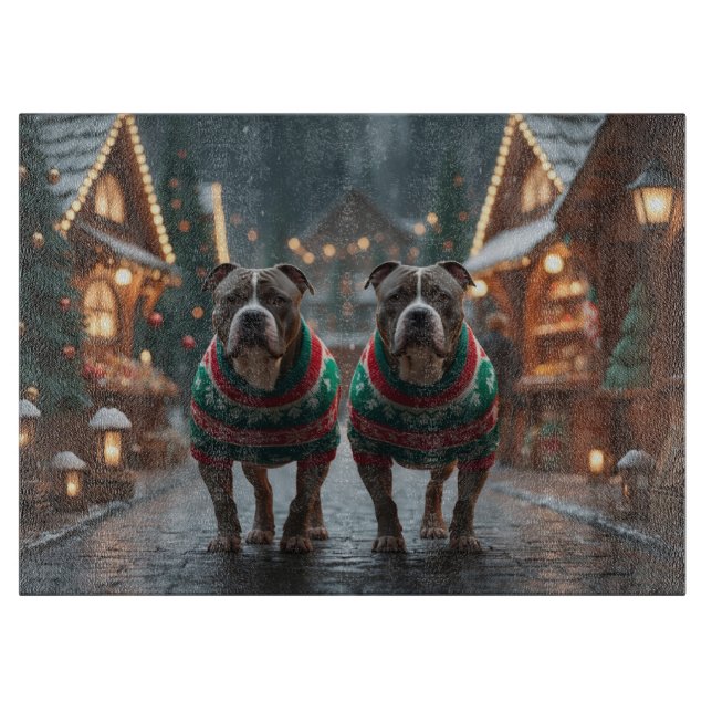 Pitbull Hundar Jul Snö Högtid (Framsidan)