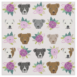 Pitbull hundar lavender blommigt tyg
