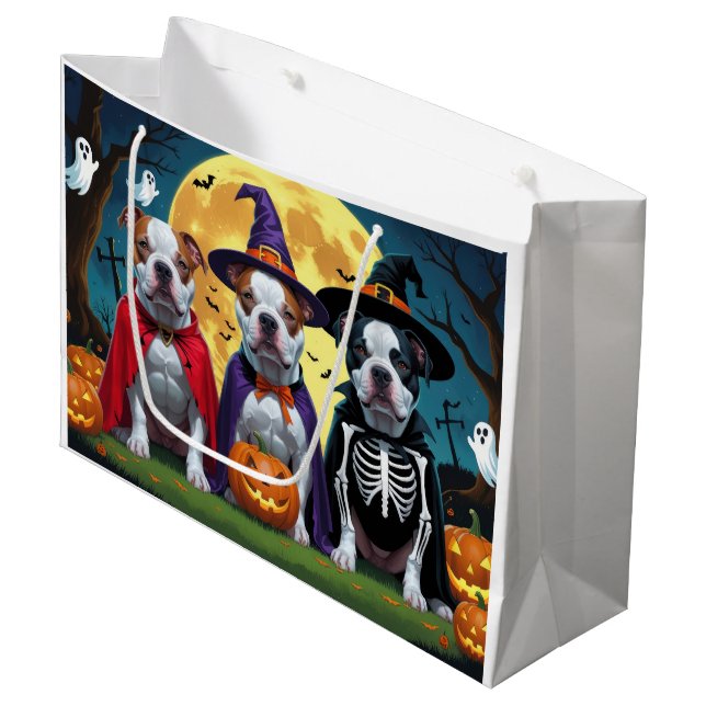 Pitbull Hundar Pumpkin Halloween Funny (Framsidan Vinklad)