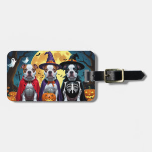Pitbull Hundar Pumpkin Halloween Funny Bagagebricka