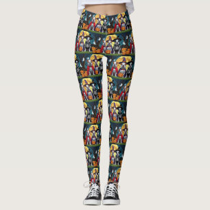 Pitbull Hundar Pumpkin Halloween Funny Leggings