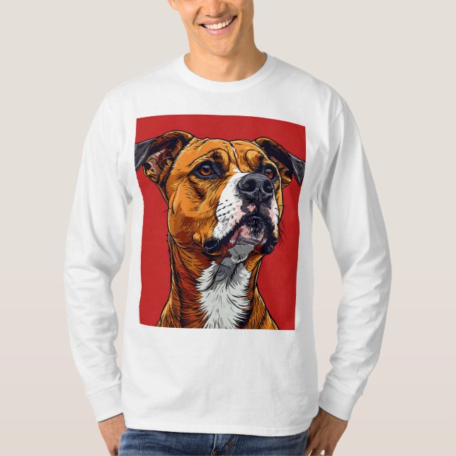 Pitbull hundporträtt för hundälskare present t shirt (Framsida)