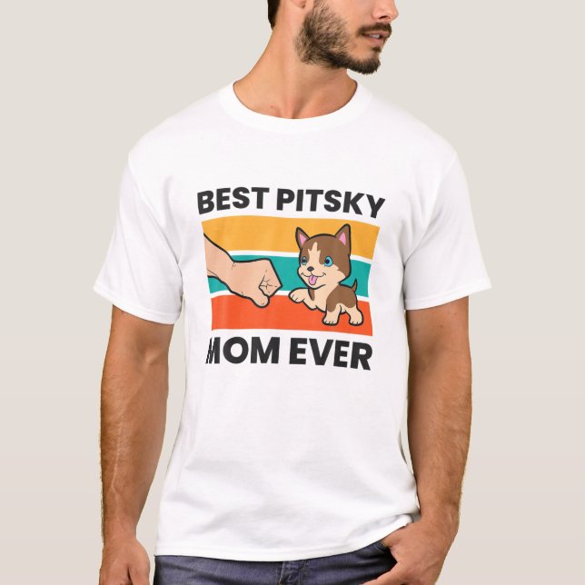 Pitbull Husky Hund Mamma Best Pitsky Mamma T Shirt (Framsida)
