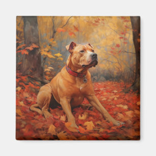 Pitbull i Höst löv Fall Inspire Magnet
