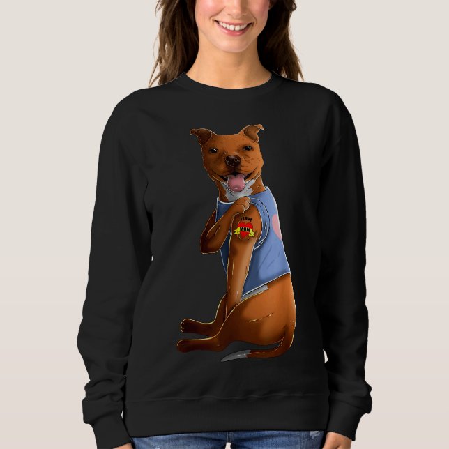 Pitbull I Kärlek Mamma Funny Pitbull Tattooed 306 T Shirt (Framsida)