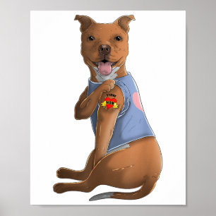 Pitbull I Kärlek Mamma Tattoo Hund tröja Funny Mam Poster