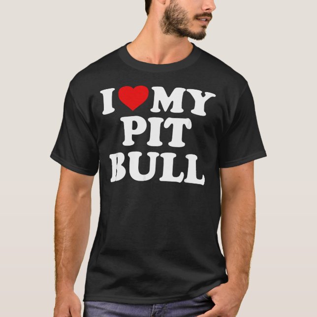Pitbull i Kärlek, min pit Bull med hjärta T Shirt (Framsida)