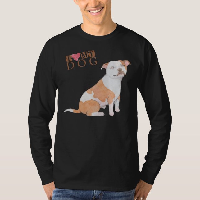 Pitbull I Kärlek My Hund T Shirt (Framsida)