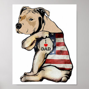 Pitbull I Kärlek Pappa Tattoo Fars dag Poster
