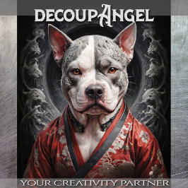 Pitbull in Red Kimono - Decoupage -