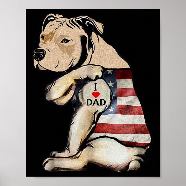 Pitbull jag älskar pappa tatuering fars dag  poster (Framsidan)
