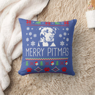 Pitbull jul Älskare Merry Pitmas Ugly Christm Kudde