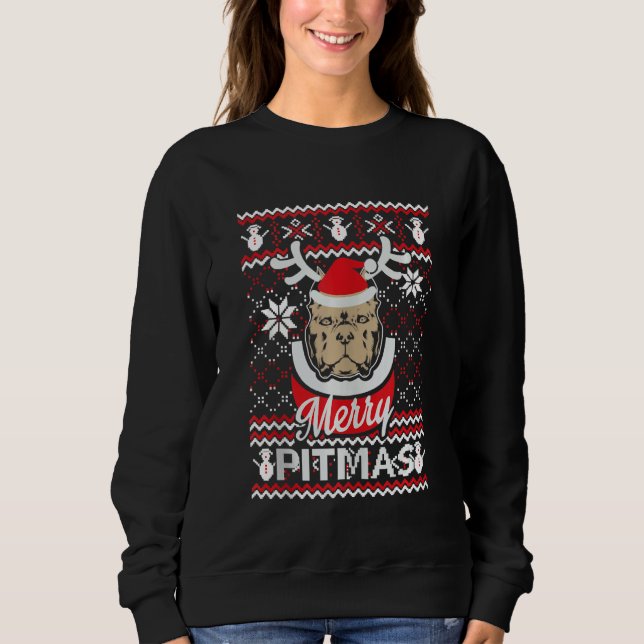 Pitbull jul Älskare Merry Pitmas Ugly Christm T Shirt (Framsida)