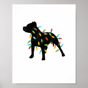 Pitbull jul Ljus julgåva Hund älskare Poster