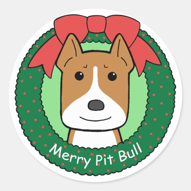 Pitbull jul runt klistermärke (Framsida)