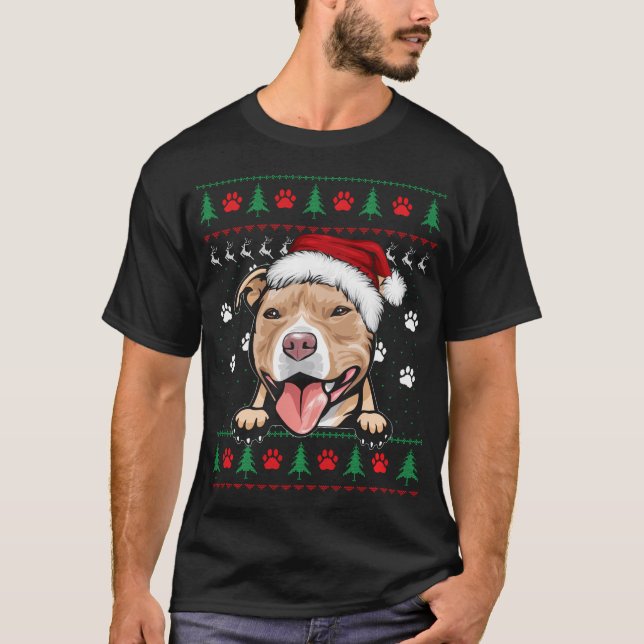 Pitbull jul Ugly Funny Pit Bull Älskare T Shirt (Framsida)