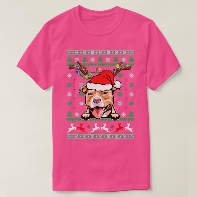 Pitbull jul Ugly Sweater Funny Pit Bull Kärlek T Shirt (Design framsida)