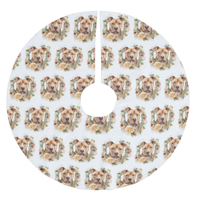 Pitbull Juldag Utandning Festive Valp Julgransmatta Borstad Polyester (Framsidan)