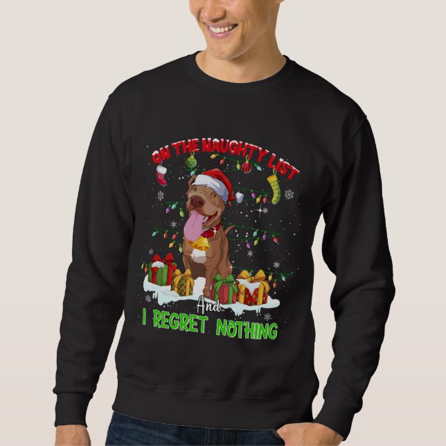 Pitbull-julen Ugly Sweater Hund Julafton Outf Lång Ärmad Tröja (Framsida)