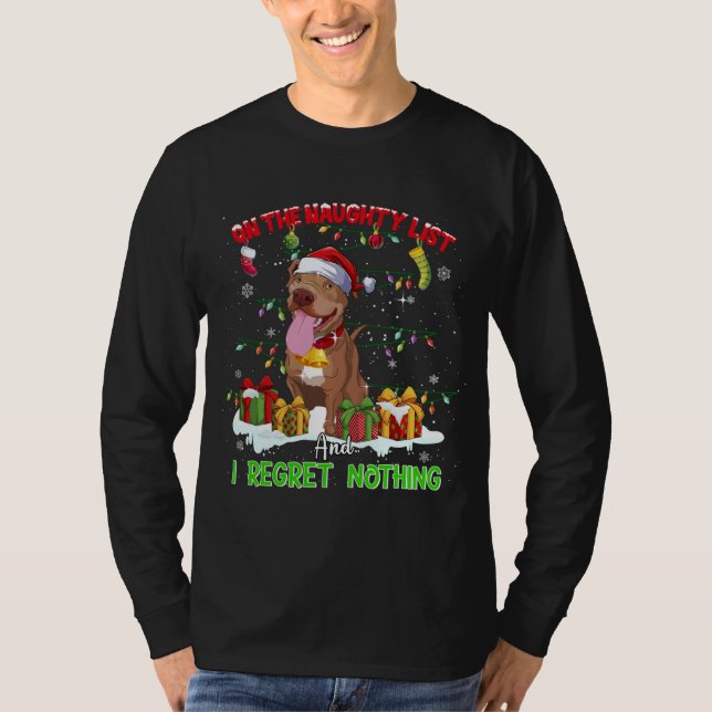 Pitbull-julen Ugly Sweater Hund Julafton Outf T Shirt (Framsida)