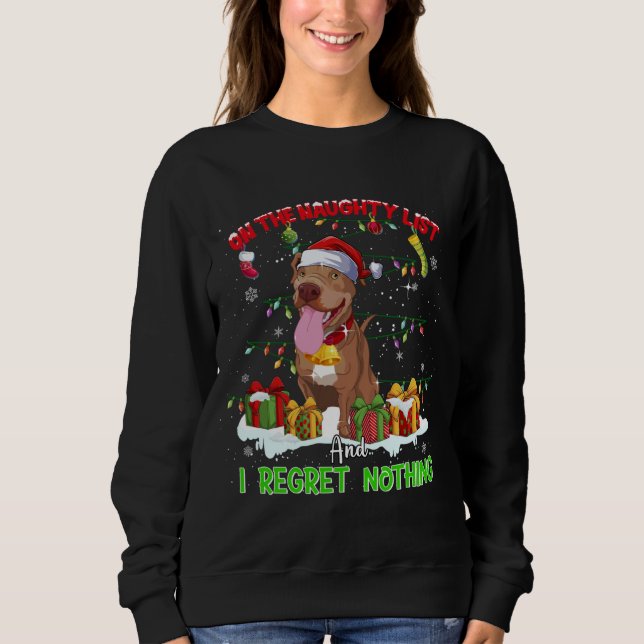 Pitbull-julen Ugly Sweater Hund Julafton Outf T Shirt (Framsida)