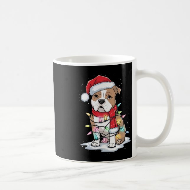 Pitbull Julgran Cute Santa Hat Ljus Julafton Kaffemugg (Höger)