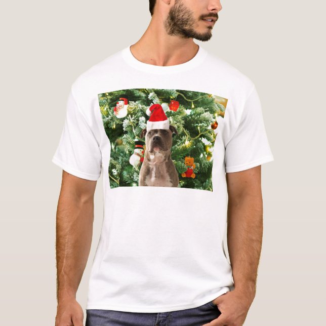 Pitbull Julgran Ornaments Snögubbe T-shirt (Framsida)