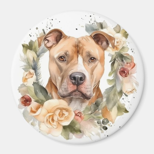 Pitbull julkrans Festiv valp Magnet (Framsidan)