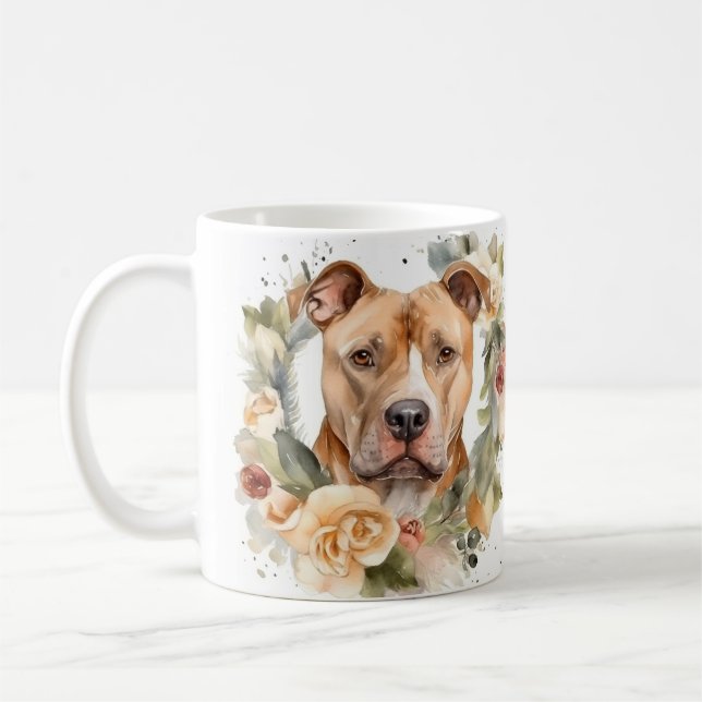 Pitbull Julkrans Festlig Valp Kaffemugg (Vänster)