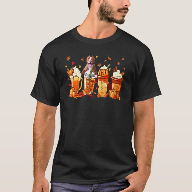 Pitbull Kaffe Dryck Pumpkin Spice Latte Höst Fa T Shirt (Framsida)
