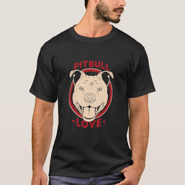 Pitbull Kärlek Hund T Shirt (Framsida)