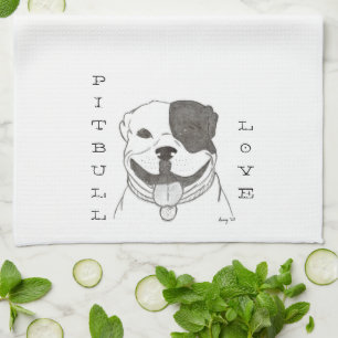 Pitbull Kärlek Kitchen Towel Kökshandduk