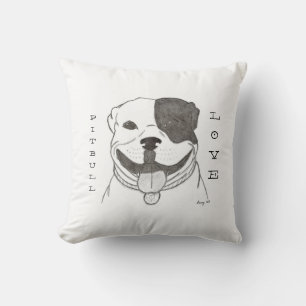 Pitbull Kärlek Pillow - Pitbull Kärlek Grått Kudde