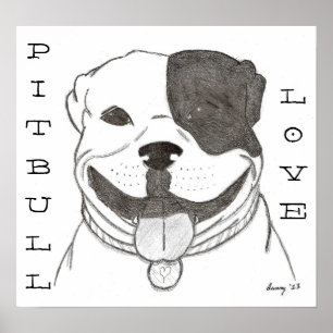 Pitbull kärlekaffisch poster