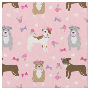 Pitbull, knärör och pärlhöns, rosa och lila tyg