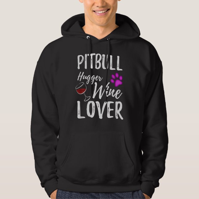 Pitbull Kramare Vin Älskare Hund Mamma eller Pappa Hoodie (Framsida)
