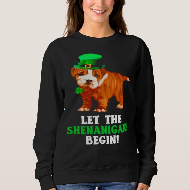 Pitbull lät shenanigans börja sankt Patrick S Day T Shirt (Framsida)