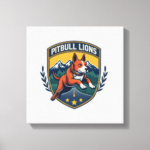 Pitbull Lejon Vintage Maskot Sportmärke Vektor D Canvastryck