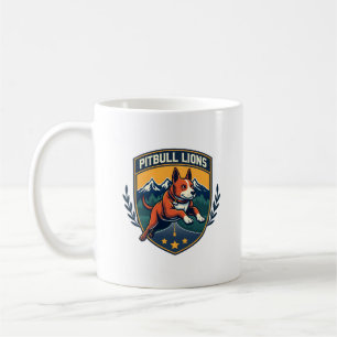 Pitbull Lejon Vintage Maskot Sportmärke Vektor D Kaffemugg