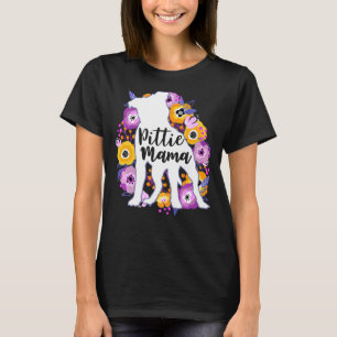 Pitbull Lila blommor Pittie Mamma Cute Pit Bu T Shirt