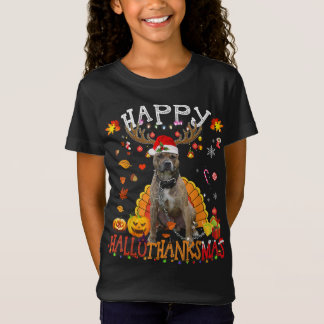 Pitbull Lycklig Hallothanksmas Halloween Thanksg T Shirt