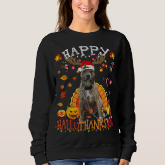 Pitbull Lycklig Hallothanksmas Halloween Thanksg T Shirt
