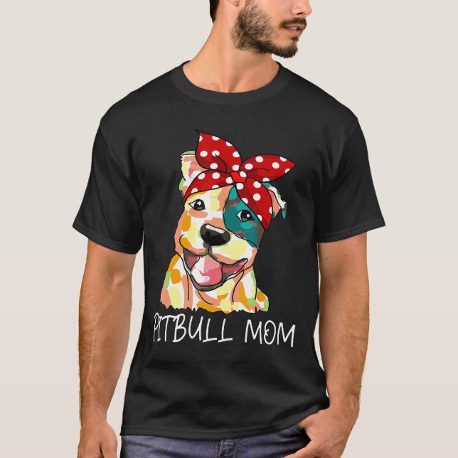 Pitbull Mamma färglöst för Hund och Mamma T Shirt (Framsida)