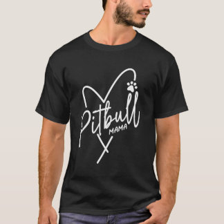 Pitbull Mamma Heart Pit Bull Mamma Hund älskare Wo T Shirt