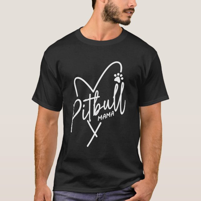 Pitbull Mamma Heart Pit Bull Mamma Hund älskare Wo T Shirt (Framsida)