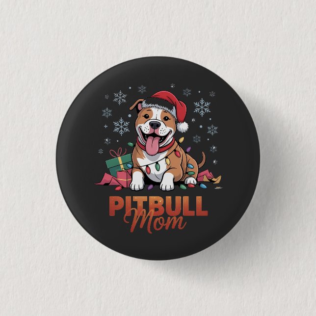 Pitbull-mamma jul Santa-hatt Pitbull Hundmamma  Knapp (Framsida)