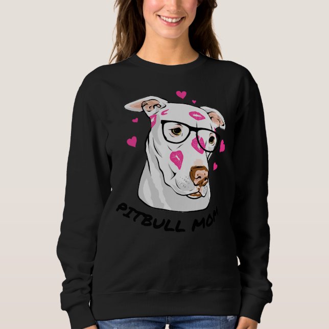 Pitbull Mamma Kisses Wearing Glass T Shirt (Framsida)