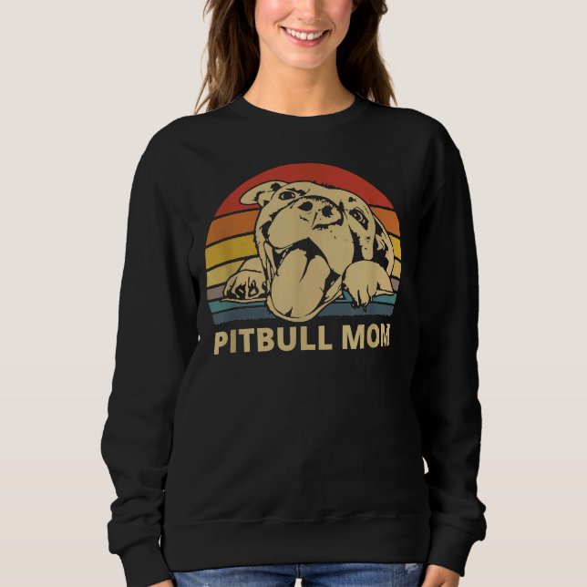 Pitbull Mamma med Cute Pitty Ansikte Funny Pitbull T Shirt (Framsida)